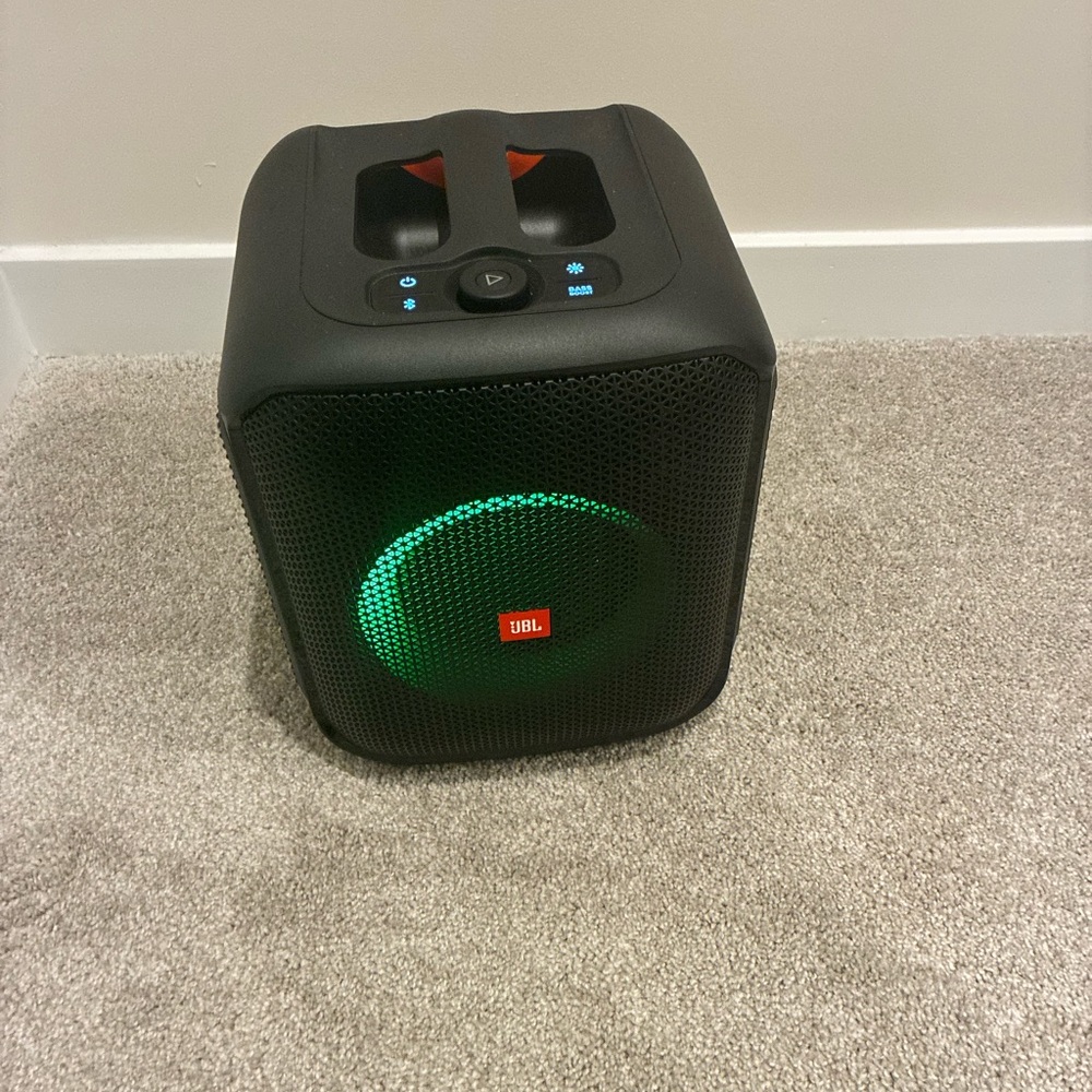 JBL Black Bluetooth Speaker with Green Light